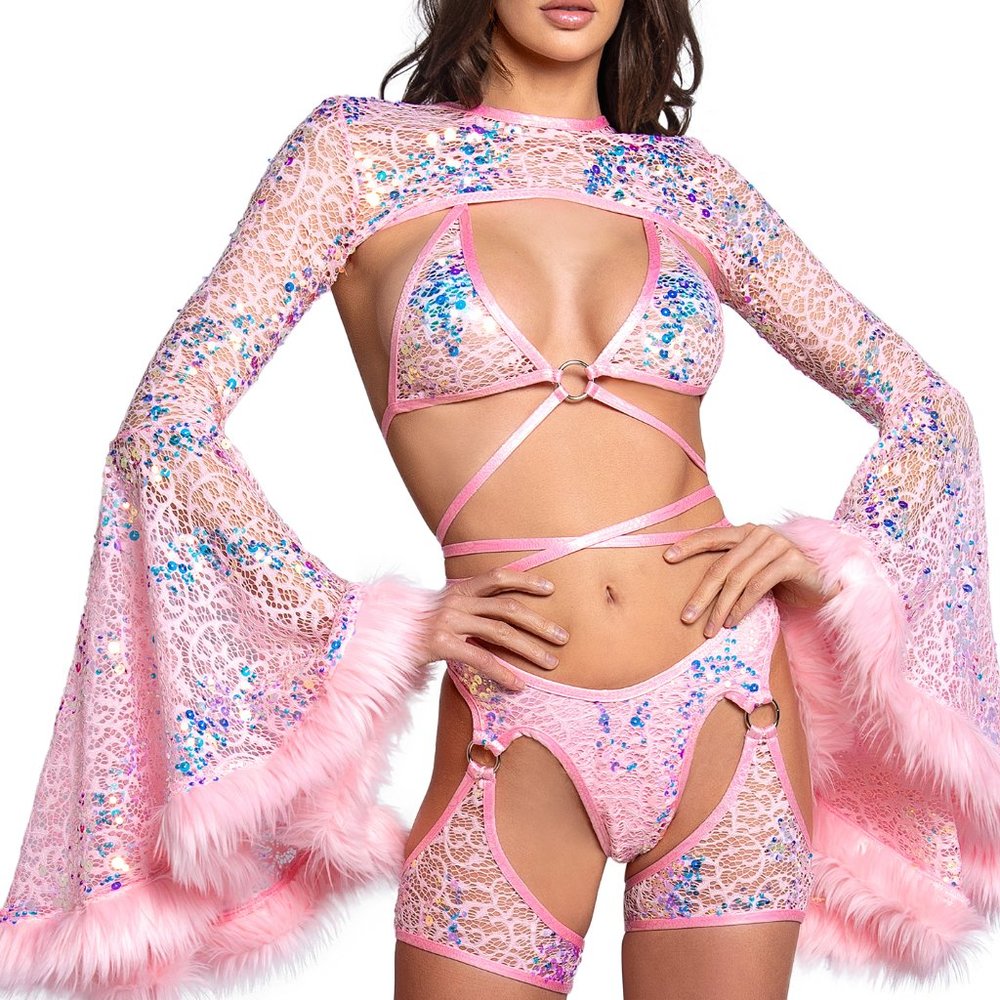 Love Story Sequin Bell Sleeve Shrug